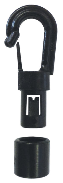 Black Plastic Compression Snap Hook for 3/16" Cordage