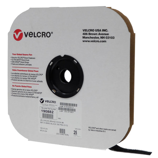 VELCRO® Brand 190882 Hook 88 5/8" Black Pressure Sensitive Adhesive 72 - 25 Yard Roll