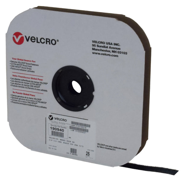 VELCRO® Brand 190940 Hook 88 3/4" Black Pressure Sensitive Adhesive 72 - 25 Yard Roll