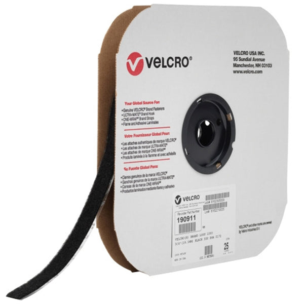 VELCRO® Brand 190911 Loop 1000 3/4" Black Pressure Sensitive Adhesive 72 - 25 Yard Roll