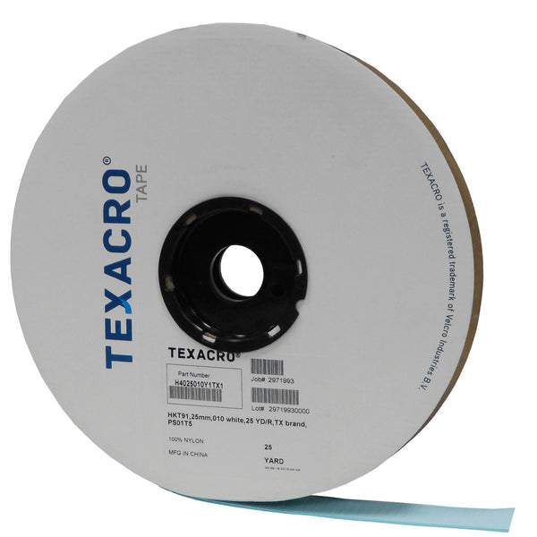 TEXACRO® Brand Hook 70 1" White Pressure Sensitive Adhesive 32 - 25 Yard Roll