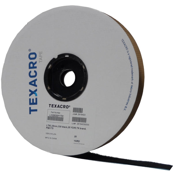 TEXACRO® Brand Loop 71 1" Black Pressure Sensitive Adhesive 32 - 25 Yard Roll