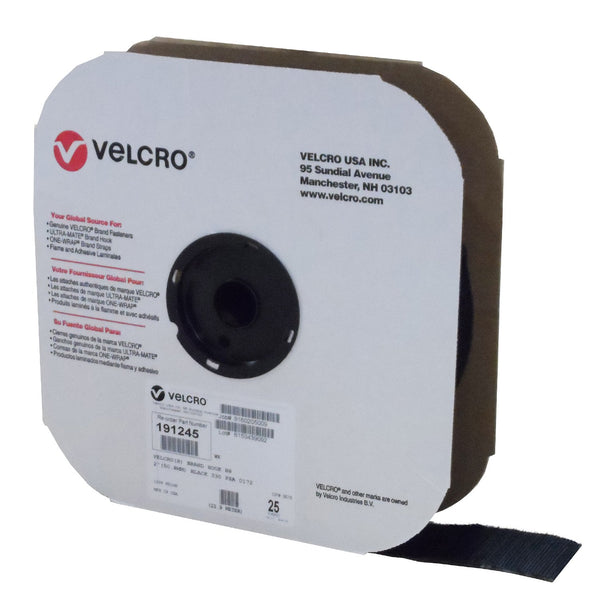 VELCRO® Brand 191245 Hook 88 2" Black Pressure Sensitive Adhesive 72 - 25 Yard Roll