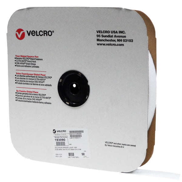 VELCRO® Brand 193090 Loop 1000 2" White Sew on - 50 Yard Roll