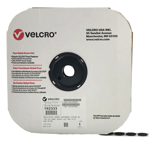 VELCRO® Brand VELCOIN® Hook 65 7/8" Black Pressure Sensitive Adhesive 72 - 900/RL